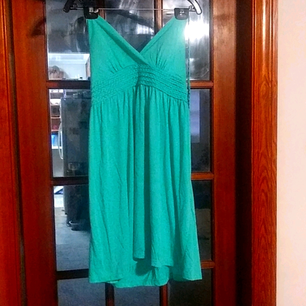 Seafoam green tie neck dress size Large